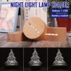 Base per lampada in legno 3D a luce bianca Basi per luci notturne USB rotonde quadrate a LED per supporto da tavolo in faggio di ricambio acrilico ecologico