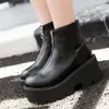 Designer Plate-forme Goth Wedges Chunky Chaussures Pour Femmes Zipper Punk Cool Rue Loisirs Chelsea Cheville Femmes Bottes