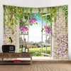 Castle Outside The Window Wall Hanging Tapestries Boho Tapestry Wall Carpet Pographic Background Cloth Living Room Blanket 210609