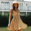 Boho-Kleid für Frauen, rückenfrei, Schnürung, Sommer, lässig, Flraol, Strand, Rüschen, A-Linie, Mini, Vestidos, Kleidung, Harajuku 210415