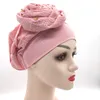 2022 New Latest Rose Flower Turban Caps per le donne Musulmano Hijab Hat Head Wraps Side Big Flower Perdita di capelli Turbante Copricapo islamico