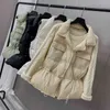 Mode blanc canard vers le bas gilet veste femmes hiver décontracté Double boutonnage col montant mince manteau court 210520