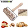 Teenra Christmas Embossing Rolling Pin Rolamento De Madeira Biscoito Biscoito Biscoito Bolo De Bolo Gravado Pin Rolling Pin Ferramentas 211008