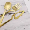 Set di stoviglie 16 Pz / set Set di posate in oro opaco 304 Acciaio inossidabile Coltello dorato Forchetta Cucchiaio Cena Posate da cucina Stoviglie