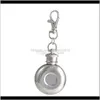 Flasks 1Oz Mini Round Portable Liquor Wine Pot Stainless Steel Metal Small Hip Flask With Keychain 28Ml 2Vbbi B5Tbd