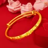 Braccialetto regolabile intagliato da donna in oro giallo 18 carati, regalo di fidanzamento con braccialetto solido per ragazza femminile
