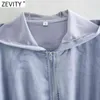 Kobiety Moda Absolwent Color Krótkie Bluzy Kobiet Podstawowy Hem Elastyczne Zipper Slim Bluzy Chic Kapturem Topy H525 210416