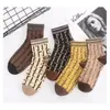 Calcetines de punto de lujo para mujer, diseño de alta calidad, moda de invierno, cálidos y cómodos, 5 pares de cajas de regalo