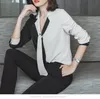 Patchwork mulheres coreanas top chiffon camisas blusas feminina de alta qualidade blusa feminina mujer de moda camisas blusas