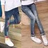 primavera autunno vestiti per bambini ragazze jeans casual slim denim blu bambina grandi bambini matita pantaloni lunghi 211102