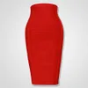 Högkvalitativ Kvinnors Sexig Svart Röd Blå Orange Zipper Rayon Bandage Skirt Bodycon Club Party Pencil 210619