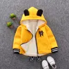 Fleece Winter Parkas Kids Casacos para meninas meninos grossos veludo bolso casaco infantil bebê outerwear bebê sobretudo 211025