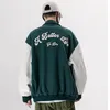 Мужские куртки 2021 поступление бренда лоскутная однобортная аппликация бомбардировщик куртка мужчины вышивка мода бейсбольная форма повседневная пальто