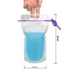2022 Clear Drink Pouches Bags frosted Zipper Stand-up Plastic Drinking Bag Reclosable Heat-Proof 17oz with straw with holder
