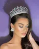 Newest Tall Crowns Luxury CZ Tiaras Wedding Accessories Women Zircon Jewelry Queen Party Headdress Best Gifts Trendy Headband X0625