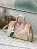 M57641 designer feminino saco de compras cor gradiente gigante lona flor accessorized couro colorido onthego bolsa 268t