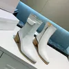 High Heeled Fashion Boots Autumn Winter Goarse Heel Designer Women Shoes 100% Soft Cowhide Dragkedja Luxury Pointed Boot Leather Lady Wedges Heels Storlek 35-40-41 US5-US110