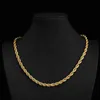 Hiphop Jewelry Solid 18K Yellow Gold Rose Gold Filled Men's 1.15MM 1.45MM 18inch Diamond Cut Rope Chain Necklace