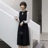 Elegant Solid Dress Women Office Lady O-Neck Sexy Slim Black Dress Evening Party Long Sleeve Midi Dress Korean 210521