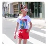 Summer Teenagers Girls 2-pcs Sets Cartoon T-Shirts Top + Red Shorts Kids Fashion Clothing E22077 210610