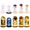 Eternal Rose Flower LED Light Flashing Flowers In Flask Glass Dome Valentine's Day Gift Wedding Decoration Valentines Mariage 210610