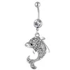 D0042 (3 färger) fin stil magen navelringar kropp piercing smycken dingle accessoarer mode charm delfin 20 st/parti