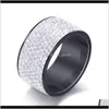 Personalized Titanium Stainless Steel Full Diamond Mens Womens Ring Band Iced Out Lovers Wedding Matching Rings Gifts Bymnx 719S55278309