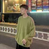 Crew Neck Swetry Mężczyźni Solid Color Street Moda Odzież Oversized Swetry Mężczyźni Jesień Zima Casual Topy Długie Rękaw Koszulki 211109