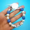 Personlig Namn Bling Bling Baby Pacifier Holder Clips Pearl Beads Pacifier Chain Attache Sucette Nippelhållare Strem 2594 Q2