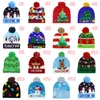 15 Estilo LED de malha de Natal chapéus 23 * 21 cm Crianças Mamãe Inverno Quente Gosquinhos Deer Papai Noel Crochet Caps Sea Enviar T9i001428
