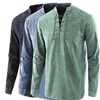 Mannen Solid Color Retro Lace Collar Loose Casual Shirt voor Men Shirts
