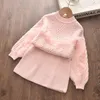 Menoea Baby Mädchen Winter Kleidung Anzüge Herbst Kinder Nette Bogen Pullover Jacke Plaid Kleid Mädchen Infant Elegante Kleidung Sets 2PCS