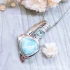 2021 Dominican Natural Larimar Pendant locket Solid 925 Sterling Silver Jewelry Gemstones Charm Pendants Fashion Lovely Gift for h7249087