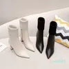 Mode Designer Design Lady Leather Boots High Heel Fabric Splicing Generous Luxury Elegant