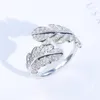 Sterling Silver 925 Ring Fine Diamond Jewelry Feather Silver 925 Jewelry Bizuteria Anillos De Wedding Diamond Ring