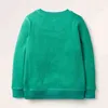 Liten Maven Flickor Sweatshirts Flower Applique Green Kläder Bomull Barnkläder Höst Kids för Tees 211110