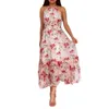 2021 Lato Kwiatowy Długi Szyfonowy Zbiornik Moda Peplum Dreamacation Maxi Bleamfly Boho Dresses dla kobiet Sexy Party Beach Dress X0621
