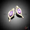 Earrings & Necklace Yulaili Factory Novel Design African Golden Purple Cubic Zircon Anniversary Costume Ladies Four Jewelry Sets