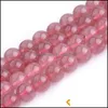 Altri gioielli con perline sfuse Quarzi di roccia rossa Stberry di grado naturale Accessori distanziatori rotondi per realizzare fili da 15 pollici 4 6 8 mm Drop Delivery 2