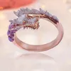 Cluster Rings Faucet Female Dragon Animal Ring Steel Rose Gold Engagement Vintage Wedding Band för Women7388359