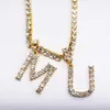 5mm Iced Out CZ Zircon Bling Letter Pendant Halsband Fullständig Diamond 26 Initials Chain Statement Halsband för kvinnor Män Hip Hop Smycken