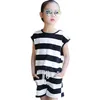 Kids Clothes Sets Teenage Girls Summer Clothing Striped Shirt +Pants Casual Children Sleeveless Suits 6 8 10 12 14 18 Year 210528