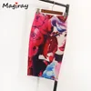 Magiray Floral Print High Waist Pencil Skirt Fashion Bodycon Skirts Womens Summer 2020 Knee Length Elastic Saia 23 Colors C574 X0428