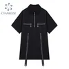 Fashion Zipper Patchwork Black Dress Women Summer Original Design Aesthetic Mini Dresses Female Casuale Simple Vestiods 210515