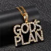 Collier pendentif lettres glacées nouveauté Plan des dieux AAA Zircon collier de charmes pour hommes mode Hip Hop bijoux X0509