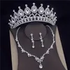 Boucles Collier Collier Qualine Rimestone Bijoux de mariée Bijoux pour femmes Tiaras Prones Couronnes d'oreille Mariage de mariage Couronne de mariée