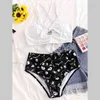 Casual Skull Printed dwuczęściowy zestaw bikini kantarowy Krzyż Mejr Women wycięty strój kąpielowy 210319