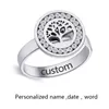 High Quality Fashion Band Rings Crystal Tree Classical Stainless Steel for Women Hollow Jewelry Gift