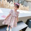 Gooporson Été Enfants Robes pour Filles Mode Coréenne Fleur À Manches Courtes Robe De Princesse Mignon Volants Enfants Costume Tenues Q0716