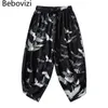 Bebovizi Sottili Pantaloni Kimono Giapponesi Donna Uomo Samurai Pantaloni Harem Neri Pantaloni Allentati Elastici In Vita Stile Cinese Pantaloni Cosplay X0723286U